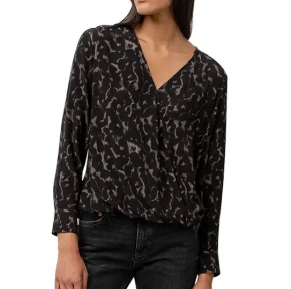 Rails Hillary Diffused Cheetah Black Gray Top Blouse XS NWT